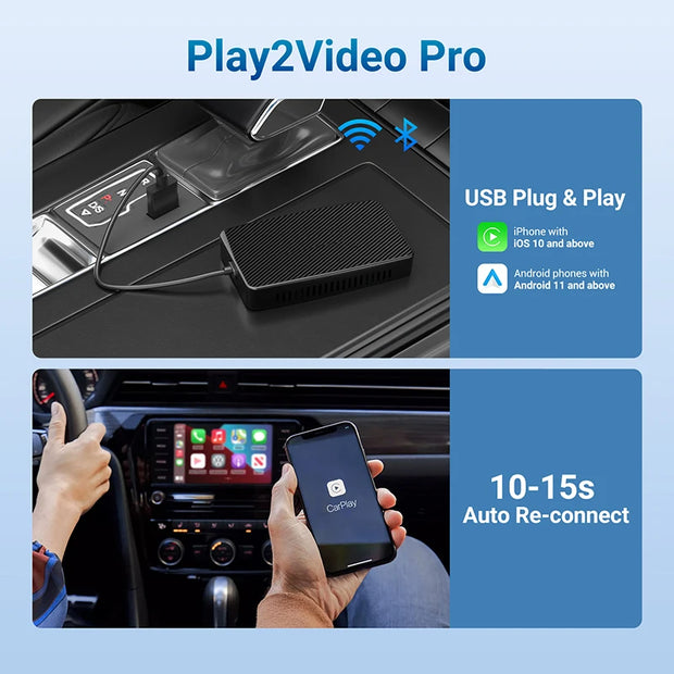 OTTOMOTION Android Ai Box Wireless CarPlay Adapter Android Auto Built in Youtube Netflix Spotify IPTV for Car with Wired Carplay
