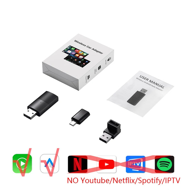 OTTOMOTION Android Ai Box Wireless CarPlay Adapter Android Auto Built in Youtube Netflix Spotify IPTV for Car with Wired Carplay